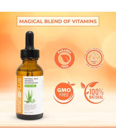Mino Plus Natural Hair Growth Serum - 60ml / 2fl oz For Longer Stronger Thicker Fuller Hair - Formulated to Prevent Hair Loss Hair Fall with Aloe Vera - Buy Online on GoSupps.com