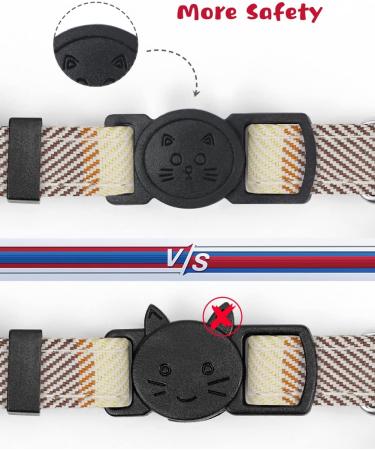 Tagme Personalized Cat Collars with Names & Phone Numbers - Safety Closure & Bell - Plaid Khaki - 1 Pack - Buy Online on GoSupps.com
