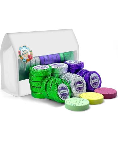 Shower Steamers Multi-Quantity Packed (45PCS) Women/Men Gift Set Lavender Verbena Eucalyptus Aromatic Shower Bombs Individually Wrapped Tablets for Mother's Day & Anniversaries 45pcs shower steamers
