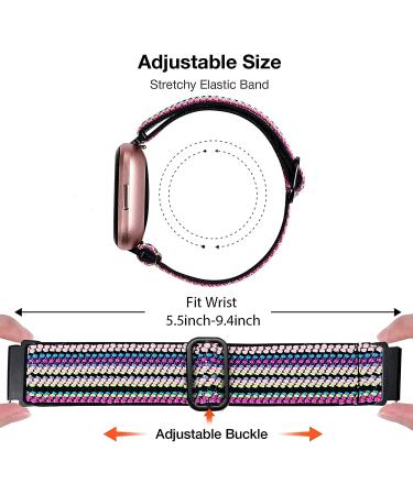 4 Pack Stretchy Bands for Fitbit Versa 2 - Adjustable Elastic Nylon Straps for Versa Smartwatch - Dark Blue/Light Gray/Pink/Light Purple - Buy Online on GoSupps.com