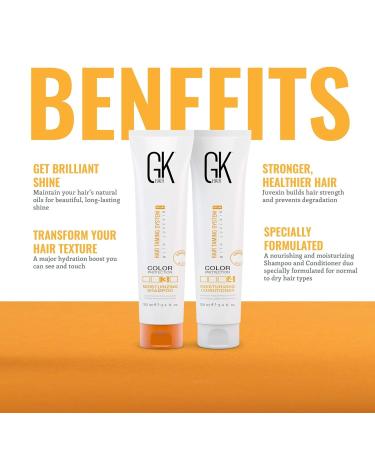 GK Hair Global Keratin Moisturizing Shampoo & Conditioner 100ml - Paraben-Free Ideal for Colored Dry Curly & Frizzy Hair - 2 Pack - Buy Online on GoSupps.com