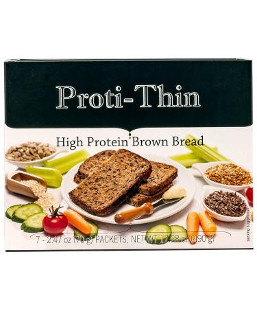 Proti-Thin High Protein Brown Bread - 15g Protein, Low Calorie, High Fiber, Low Net Carb Diet Option - KETO & Ideal Protein Compatible - 3 Slices per Serving, 7 Servings - Buy Online on GoSupps.com