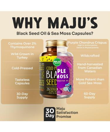 Maju Superfoods Black Seed Oil Capsules and Purple Sea Moss Capsules Bundle - Buy Online on GoSupps.com