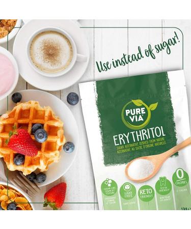 Pure Via Erythritol 2 X 1kg pack Zero Calorie & Keto Friendly Sugar Alternative Non-GMO Certified - Buy Online on GoSupps.com
