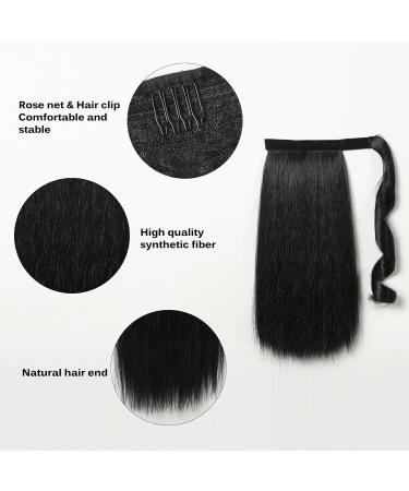 Ponytail Extensions Straight Ponytail Hairpiece for Women 16inch Ponytail Wrap Around Clip In Hair Extension Black Long Heat Resistant Fibre for Women(Dark Brown) - Buy Online on GoSupps.com
