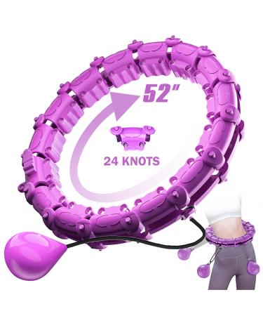 Upgraded Large Size Smart Weighted Exercise Hoops, Abdomen Fitness Weight Loss Hoops, Detachable Knots & Adjustable Weight, Auto-Spinning Ball Massage Equipment for Adults Purple 28 Knots