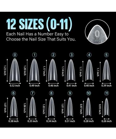 Shop Tomicca 240 PCS Clear False Nail Tips - Acrylic Half Cover French Stilettos - 12 Sizes for Nail Studios & DIY Extensions - Buy Online on GoSupps.com