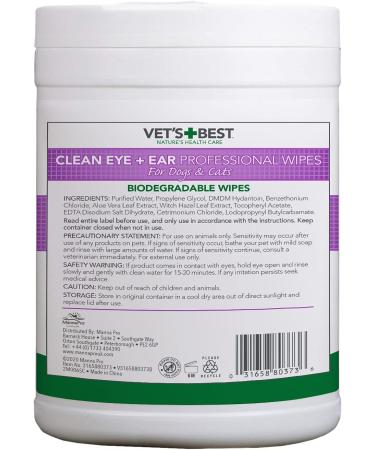 Vet's Best Biodegradable Clean Eye & Ear Towels for Dogs & Cats - 160 Professional Towels - Buy Online on GoSupps.com