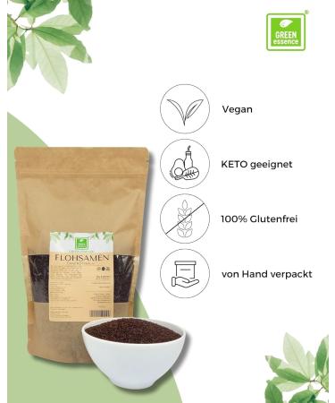 Psyllium 1 kg - Natural Fiber Supplement | Green Essence | Vegan Lactose-Free Food Quality Red-Brown | International Shipping - Buy Online on GoSupps.com