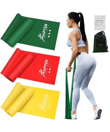Resistance Bands Exercise Bands for Physical Therapy Strength Training Yoga Pilates Stretching Non-Latex Elastic Band with Different Strengths Workout Bands for Home 1.8m 2-Red/Yellow/Green