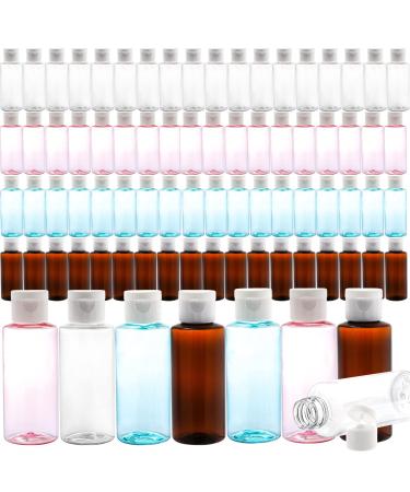 Dicunoy 80PCS 2 oz Plastic Empty Bottles, Small Hand Sanitizer Bottle with Caps, Squeeze Bottles Containers for Shampoo, Lotion, Cream, Liquid, Body Soap, Home, Office, School, Gender Reveal