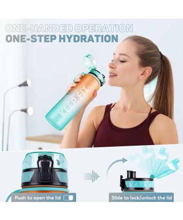 Fuldent 1L BPA-Free Sports Water Bottle | Non-Slip Grip | Ideal for Bike Outdoor School & Gym - Green-Orange - Buy Online on GoSupps.com