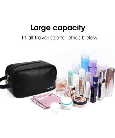 Vegan Leather Travel Toiletry Bag for Women - Dopp Kit Makeup Organizer - Black - Buy Online on GoSupps.com