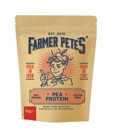 Farmer Pete's Pea Protein Powder 1kg - Dairy Free Gluten Free Natural Plant Based Vegan Protein Powder Isolate (1kg)
