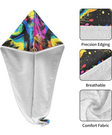Buy Abstract Doodle Tiger Eyes Hair Towel 2 Pack - Super Absorbent Quick Dry Hair Turbans for Women & Girls | International Shipping Available - Buy Online on GoSupps.com