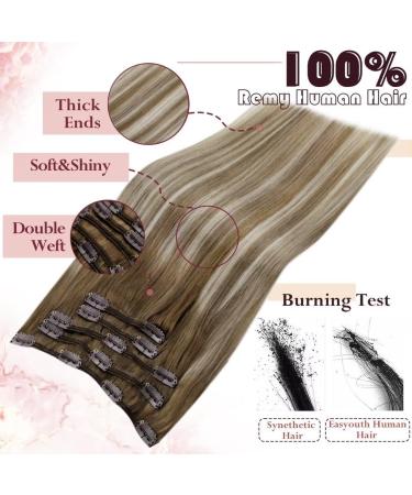 Easyouth Balayage Brown to Blonde Clip in Human Hair Extensions - 14 Inch, 70g, Double Weft Ombre Brown Clip Ins - Buy Online on GoSupps.com