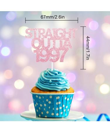 18pcs Gold Pink Glitter Dessert Cupcake Pick for Straight Outta 1997 Cheer to 27 Years Old Theme Decor Supplies Happy 27th Birthday Party Decoration - Buy Online on GoSupps.com