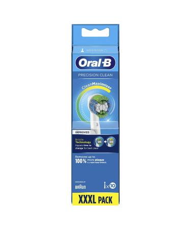 Oral-B Precision Clean Electric Toothbrush Heads Pack of 10 with CleanMaximise Technology Removes Up to 100% Extra Plaque White 10 Count (Pack of 1)