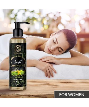 Massage Oil Lemongrass 200ml - Nourishing Body Care Oil with Almond Grape Seed Peach Kernel & Jojoba Oils for Relaxation & Tension Relief - Buy Online on GoSupps.com