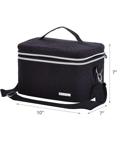 BELALIFE Double Layer Travel Makeup Bag - Portable Cosmetic Organizer for Brushes Sets - Large Toiletry Holder with Straps - Black - Buy Online on GoSupps.com