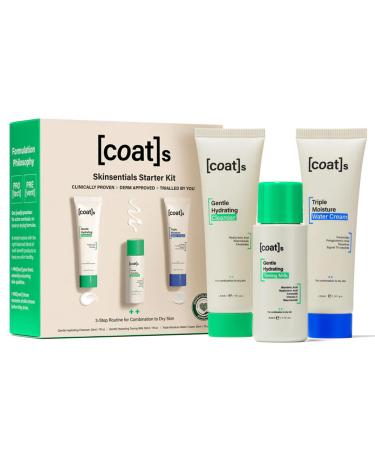 Coats Skinsentials Starter Bundle Travel Cleanser Toner & Moisturizer (1 oz each) 3-Step Regimen Prevents Breakouts & Protects Barrier with Ceramides For Women & Men