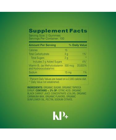 KP+ Vitamin B12 | Vitamin B12 Gummies | 500 mcg Methylcobalamin | Supports Energy & Metabolism | 100 Vegetarian Gummies | Pack of 2 - Buy Online on GoSupps.com