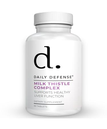Daily Defense Pure Milk Thistle Herbal Supplements - 450mg Milk Thistle Extract for Liver Detox & Liver Support Supplement - Vegan Dietary Supplements for Women & Men 60 Tablets