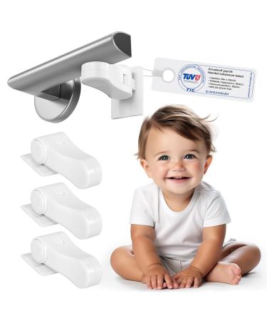 Sweet Safety 4 x T V Pollutant Certified Baby door jack lock in white |Door child lock without screws & without drilling |Door press lock child locking for door handles & door handles - Buy Online on GoSupps.com