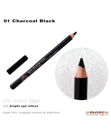 Buy 01 Black More Rich Colour Kajal Eyeliner & Waterliner | Bright Eye Effect | Charcoal Grey/Black - International Shipping Available - Buy Online on GoSupps.com