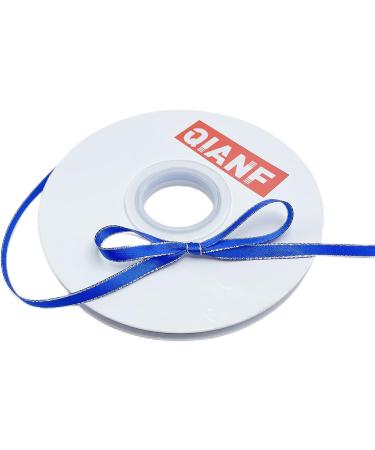 QIANF Royal Blue Double Face Satin Ribbon with Silver Border - 1/4 Inch x 50Yd - Buy Online on GoSupps.com