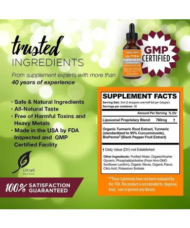 Liquid Turmeric Curcumin with Bioperine for Joint Support - Turmeric Extract with Black Pepper for Back, Knees, and Hand Discomfort - Buy Online on GoSupps.com