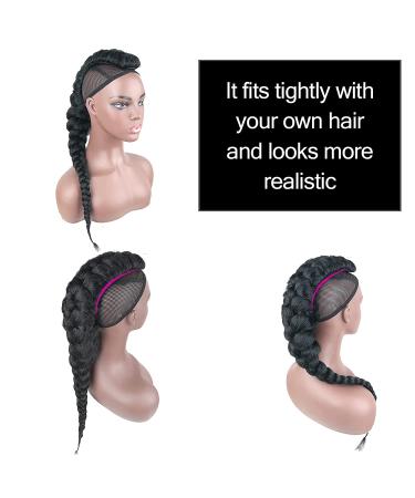 Goddess Braid Fauxhawk High Puff Hair Piece for Black Women - KRSI Yaki Straight Mohawk Clip-in Extensions (1B) - Buy Online on GoSupps.com