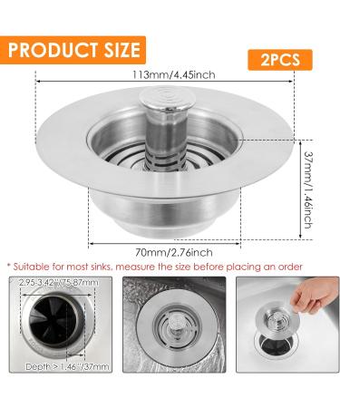 Abizarch Kitchen Drain Stopper Stainless Steel Sink Stopper Kitchen Drain 3 in 1 Sink Strainer Kitchen Drain Enduring Anti Clog Kitchen Drain Stopper for Standard 3-1/2 inch Drain ZHAZHAMO Two tapes are wrapped in a piece of hair - Buy Online on GoSupps.com