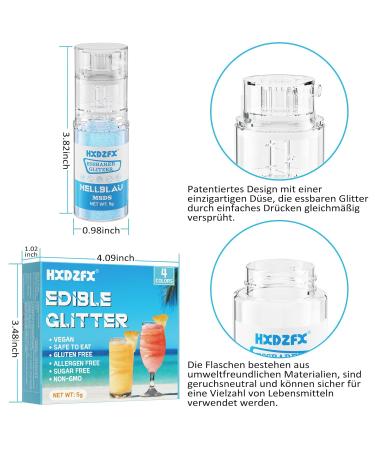 Buy Edible Glitter Spray - 4 Colors Food Glitter for Drinks & Desserts | Tasteless Glitter Powder for Cakes Cocktails Fondant & More - 5G - Buy Online on GoSupps.com