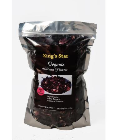 100% Organic Hibiscus Flower Premium Dried Whole Petals | 100% Natural Non-GMO | Perfect for Herbal Teas Cooking and Crafts | 250g