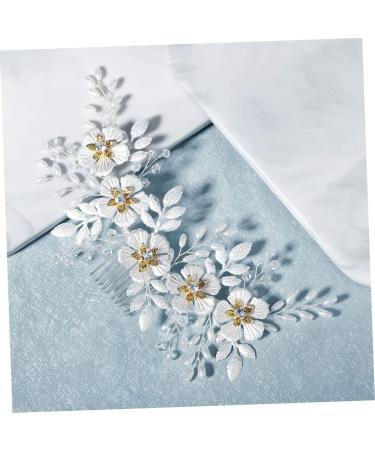 Beatifufu 1pc White Leaf Comb Bridal Headpiece Hair Accessories Bride Hair Decor Beautiful Hair Accessory Bridal Elegant Hair Clip Wedding Pearl Comb Clip Prom Headpiece Floral Decor Alloy - Buy Online on GoSupps.com