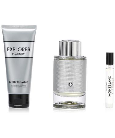 Mont Blanc Explorer Platinum by Mont Blanc for Men - 3 Pc Gift Set 3.3oz EDP Spray 3.3oz Shower Gel 0.25oz EDP Spray