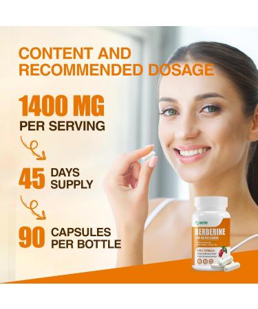 Organic Berberine Supplement-Berberine with Ceylon Cinnamon Bitter Melon & Green Tea Extract Supports Cholesterol Health & Immune Function.Third-Party Tested(Made & Tested in USA).1200mg 90 Capsules - Buy Online on GoSupps.com