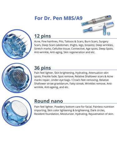Dr. Pen ULTIMA M8S/A9 0.25mm 12 Pins Bayonet Slot Replacement Cartridges - 20 Pack - Disposable Parts - Buy Online on GoSupps.com