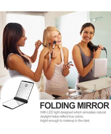 Minkissy Compact Mirror LED Travel Cosmetic Mirror Double Sided Pocket Cosmetic Mirror Foldable Portable Mirror for Women Black - Buy Online on GoSupps.com