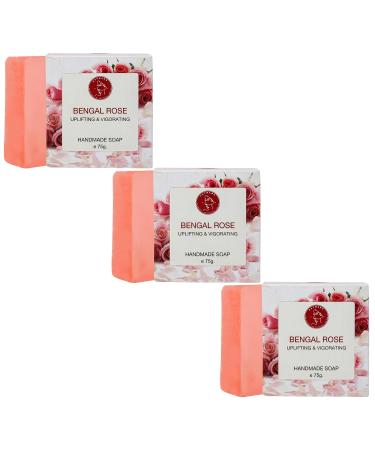 Bengal Rose Handmade Natural Bar Soap - Moisturizing Body & Face Soap for Men & Women - 7.9 Oz (3 Soap Set) Buy Online - Buy Online on GoSupps.com