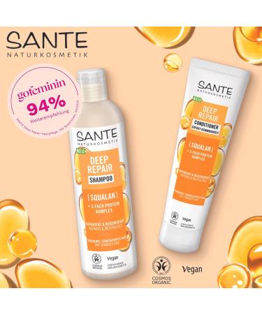 SANTE Naturkosmetik Deep Repair Shampoo Squalan + Triple Layer Protein Complex Vegan Care Shampoo for Smooth and Shiny Hair Repairs Dry and Damaged Hair 950 ml - Buy Online on GoSupps.com