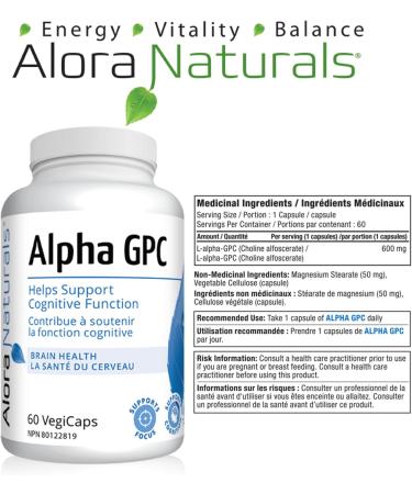 Alora Naturals Alpha GPC 60 VegiCaps - Choline Supplement Supports Focus Supports Cognition Vegan Approved Enhances Focus 600mg per capsule (120 Count (Pack of 2)) - Buy Online on GoSupps.com