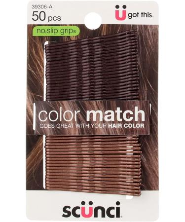 Scunci No Slip Grip Bobby Pins for Brunette Hair - 50 Pieces | Color Match & Secure Hold - Buy Online on GoSupps.com