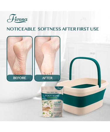 Fivona Foot Care Kit 2-in-1: Epsom Salt & Essential Oils Soak for Tired Feet Cracked Heels & Calluses - Collapsible Basin for Home Spa - Buy Online on GoSupps.com