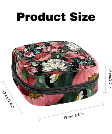 Colorful Peony Flower Sanitary Napkin Storage Bag | Portable Menstrual Period Pouch for Teen Girls & Women - Color 14 - Buy Online on GoSupps.com
