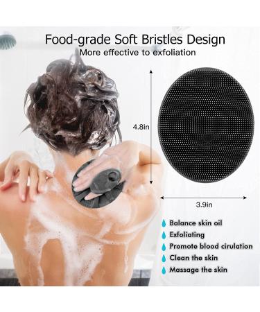 Soft Silicone Body Scrubber - Handheld Exfoliating Shower Brush for All Skin Types (Black) - Buy Online on GoSupps.com