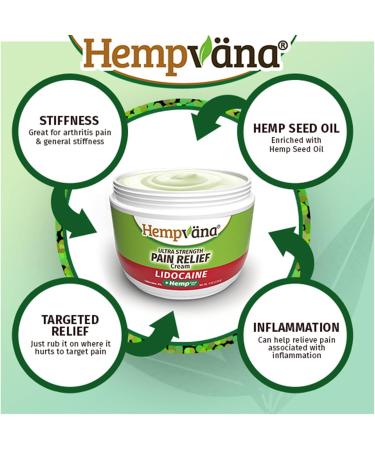 Hempvana Ultra Strength Lidocaine Cream for Sore Muscles, Arthritis, and Achy Knees - Targets Nerves, Enriched with Hemp Seed Oil, 4oz Jar - Buy Online on GoSupps.com
