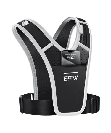 Eotw running vest men women reflective running vest running vest smartphone jogging adjustable waist waterproof cell phone bag breast pocket mobile phone holder for all cell phone of size 6.8 "(black)