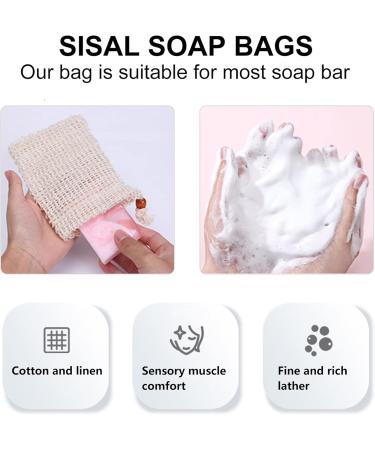 2 Pack Sisal Soap Bags - Exfoliating & Foaming Soap Pouches for Bathroom Massage | 9x14 cm - Buy Online on GoSupps.com